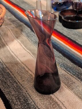 Smoky Purple Twisted Glass Vase - Elegant Home Accent